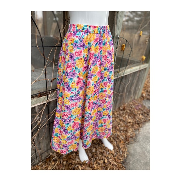 SOLD Vtg 80s 90s Cottage Core Skirt A Line Cabbage - Picture 8 of 9